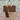Chocolate windowpane + sand | ivory
Stone Patent Leather Trim.  Stone and white pinstripe interior.  Canvas base.
Plaid-patterned bag with beige straps on a white background