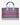 Navy patent leather trim. Dusty blue and red plaid interior. Canvas base.
