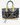 Heritage Getaway Tote in Blackberry, black woven blanket wool with tan and blue accents, canvas base and vegan leather trim, plaid interior
