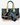 Heritage Getaway Tote in Blackberry, black woven blanket wool with tan and blue accents, canvas base and vegan leather trim, plaid interior

